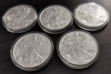FIVE (5) 2024 SILVER AMERICAN EAGLES 1 OZ BULLION COINS LOT