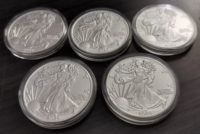#ad #ad FIVE 5 2024 SILVER AMERICAN EAGLES 1 OZ BULLION COINS LOT $67.92