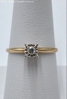 10K Yellow Gold Diamond Solitaire Engagement Ring Size 7.75 1.62g