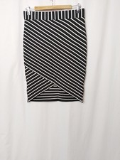 Portmans Stretch Elastic Waist Asymmetric Striped Skirt Size M EUC