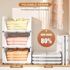 Wardrobe Storage Organiser with Drawers - 4 Pack Stackable Storage Boxes