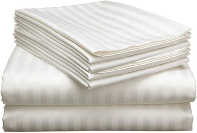 Mattress-Homes King 600TC Egyptian Cotton Sheet [18''], Ivory Stripe 