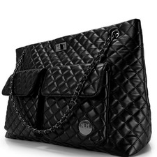 Badgley Mischka Diana Vegan Leather Tote Weekender Women's Travel Bag BLACK