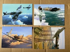 4 FOUR RAF SPITFIRE FIGHTER AVIATION art post cards INCL BATTLE OF BRITAIN