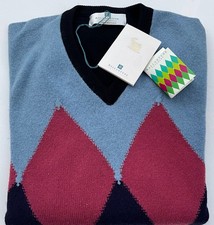 Ballantyne Maglione Vintage Puro Cachemire 100%  Rombi Taglia XL (6)