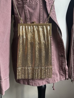 Vintage Abendtasche Oroton Gold Mesh mit Fransen Detail