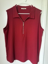 Women s Vivilli Red Sleeveless Collared Zip K...