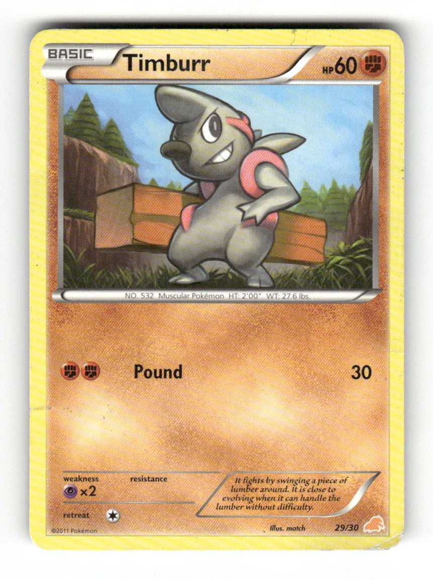 Timburr (#29) 29/30 Common BW Trainer Kit: Excadrill & Zoroark Pokemon HP