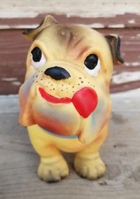 Vintage Rubber Standing Bulldog Squeaky Toy - 1950s