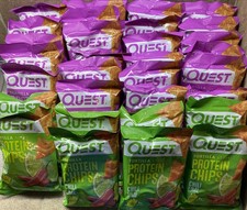 55 BAGS Quest Protein Chips Salsa Verde, Sweet Chili, Lime 19g Protein SEE DATE