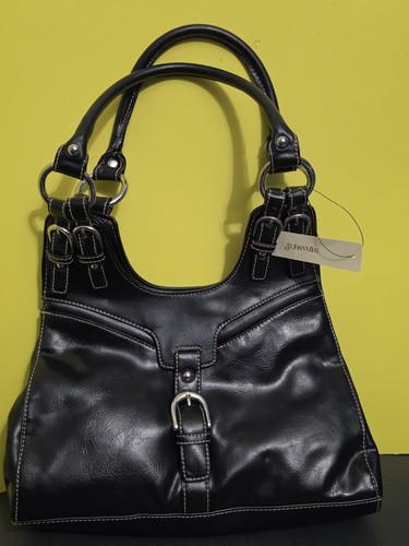 Vintage 90s St Johns Bay Black Genuine Leather Hobo Bag New