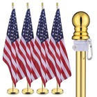 Yescom 4 Pack 6 Ft Aluminum Indoor Flagpole Kit 3x5Ft Us Flag for Office School