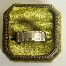 Titanium Beveled Edge Brushed Center 8mm Band Ring Size 11