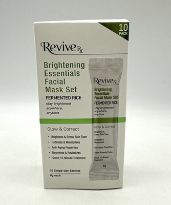 Revive Rx Brightening Essentials Facial Mask Set Fermented Rice 10 Pack NEW