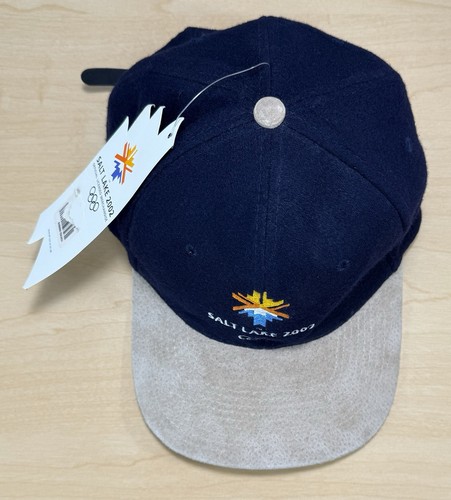 De colección. Salt Lake 2002 Sombrero Azul Marino Beige Lana Juegos Olímpicos de Invierno Gorra con Correa Nuevo de Lote Antiguo - Imagen 5 de 9