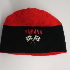 Vintage Yamaha motorsports checkered flag black red winter fleece cap