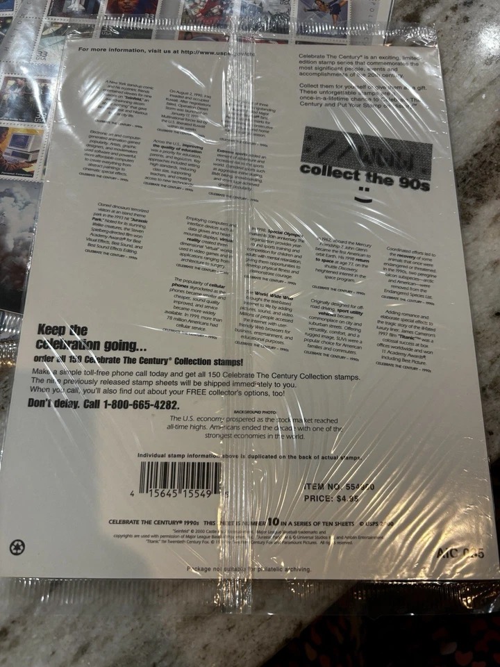 *STAMPS* Set of 10 Celebrate The Century 1900-1990 Full Collection Unopened  - Image 3 of 4