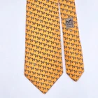 HERMES TIE 5518 UA Horse & Zebra on Orange Silk Necktie