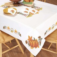 Herrschners  Fall Foliage Table Runner  Napkins Stamped Cross-Stitch