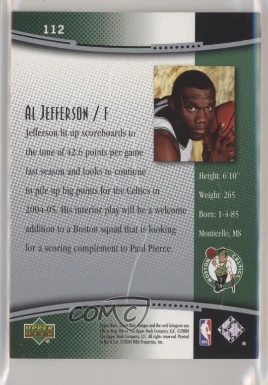 2004-05 Upper Deck Sweet Shot /1250 Al Jefferson #112 Rookie RC - Image 2 of 2