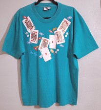 Vintage Lee Las Vegas Playing Cards Graphic T Shirt XL Made In USA 90s