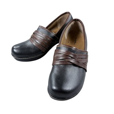 Thom McAn Casper Black Leather Slip On Clog Shoes Women s Size 8