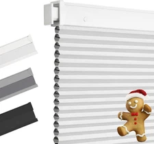  No Drill Blinds for Windows Blackout Cordless 24"W x 36"H White-100% Blackout