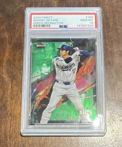 2024 Topps Finest Shohei Ohtani #100 Green Refractor #d/75 PSA 10