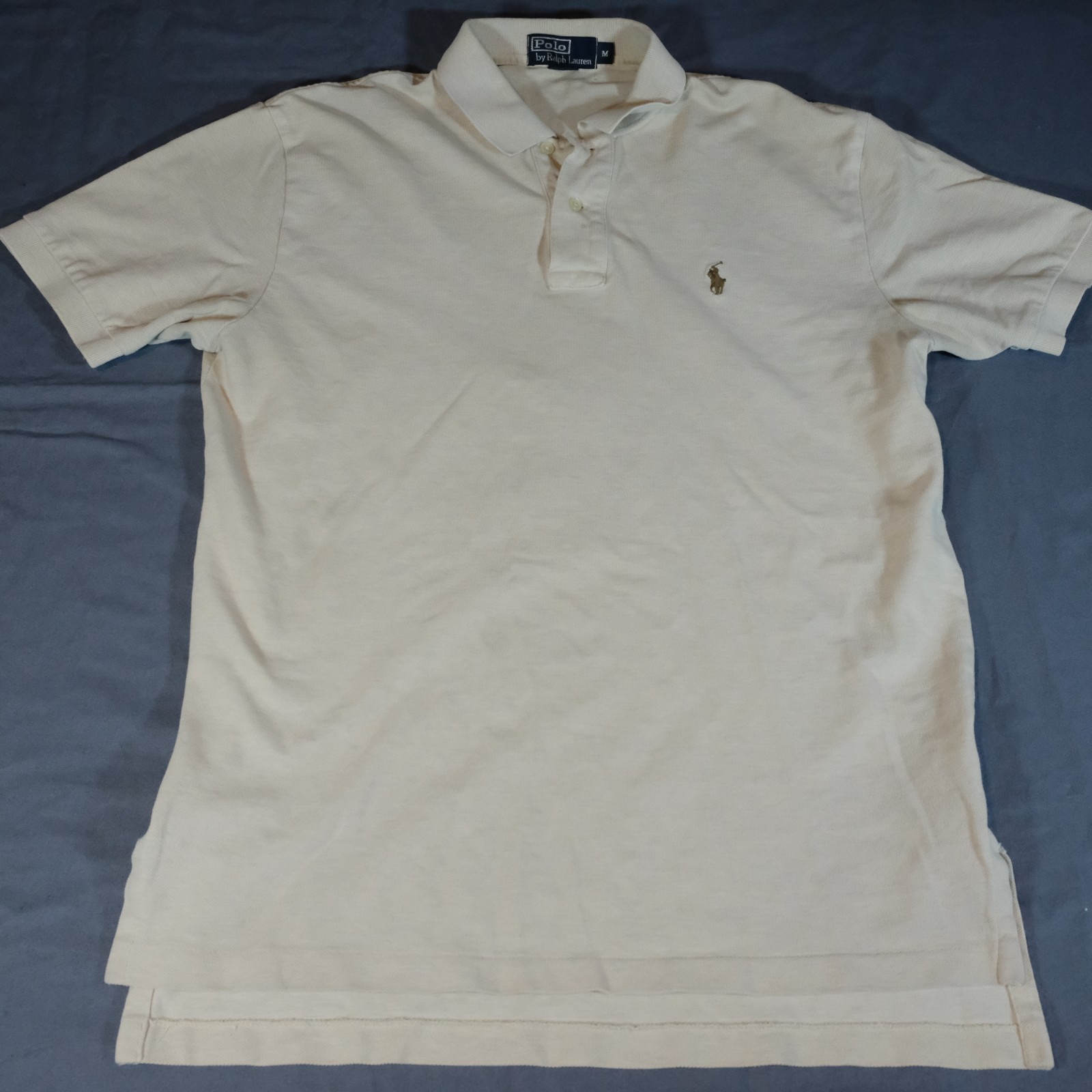 Vintage Polo by Ralph Lauren Shirt Mens Medium Cream Short Sleeve Pony Pique