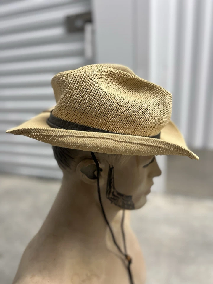 Sombrero de paja vaquero vintage Dobbs Fifth Avenue bronceado Foto 4 de 4