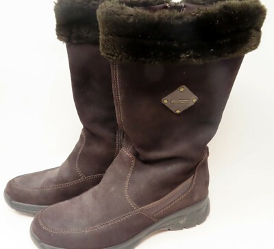 Womens GEOX WINTER BOOTS Size 38 (8.5) AUTHENTIC Brown Suede Leather Zipper