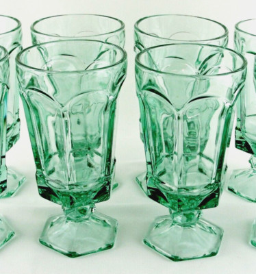 Fostoria Virginia Green 4 Ice Tea Goblets Glasses 6 7/8'' NEW OLD STOCK