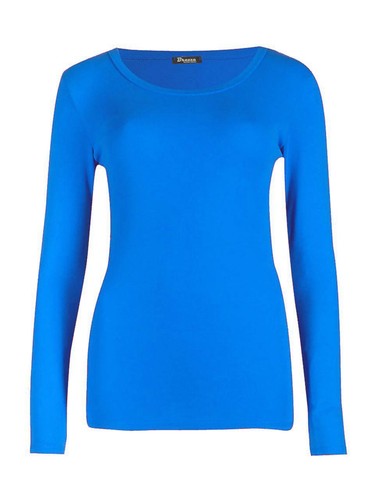 New Ladies Plain Long Sleeve Crew Neck Top Shirt Casual Printed t shir Size 8-26 - Picture 10 of 55