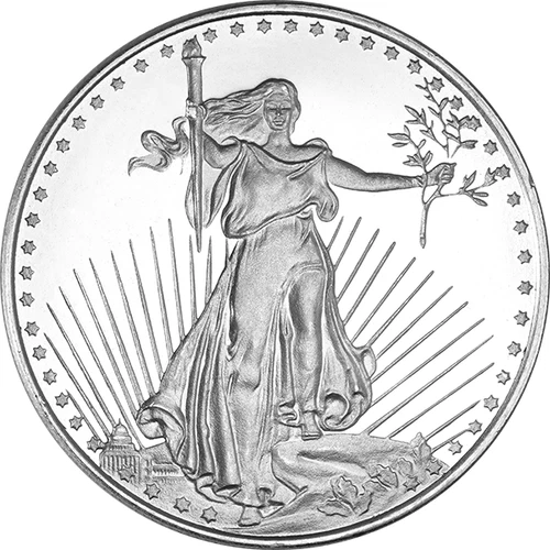 SAINT GAUDENS TRIBUTE 1 OZ .999 FINE SILVER  GEM BU ART ROUND