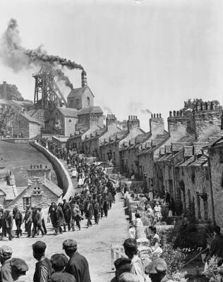 Miners march from a coal mine in How Green Was My Valley 1941 Movie Old Photo