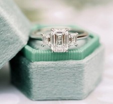 2 Ct Emerald Moissanite Engagement Ring 925 Silver Ring For Woman Gift Ring