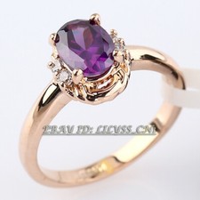 R193 Simulated Gemstone Engagement Wedding Ring 18KGP CZ Crystal Size K1/2 - S