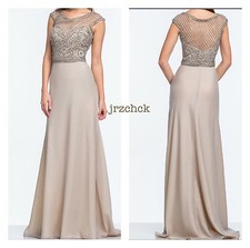 NWT Terani Couture Silver Ornate Embellished Gown Formal Wedding Prom SZ 14 682