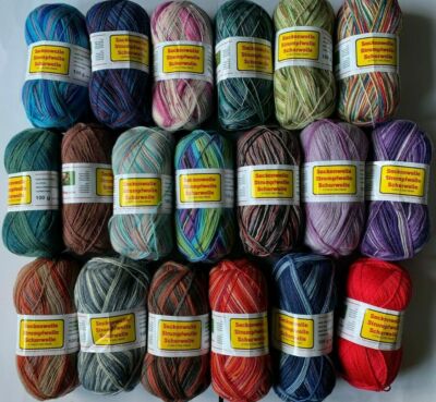 1 bis 7 kg, bunt gemischte Sockenwolle, Strumpfwolle, 100gr Knäule