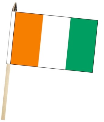 Ivory Coast Large Hand Flag With Wooden Pole (18'' x 12'')