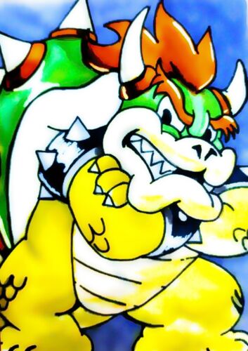 🎇 Super Mario 3D Bowser's Fury Sketch Card Drawing ACEO Bowser Art Print 🎇 - Picture 1 of 1