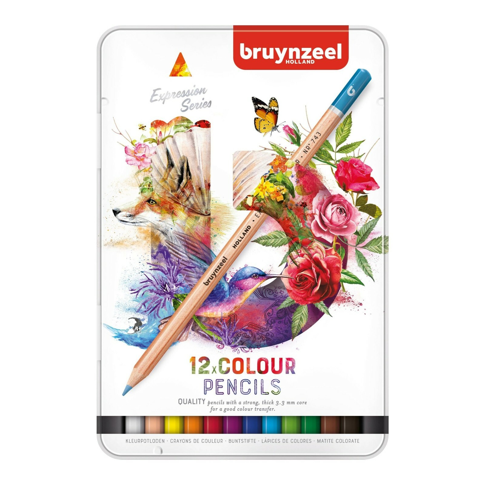 BRUYNZEEL Expression Colour Pencils set Tin of 12 pieces