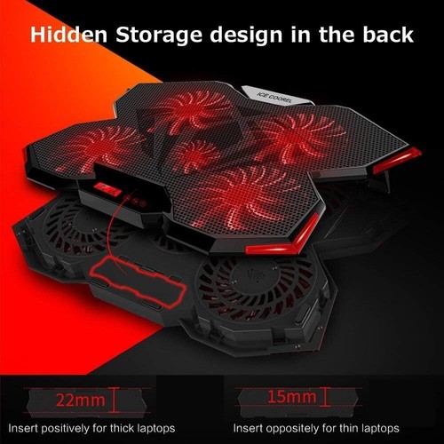 ICE COOREL K3 Laptop Cooling Pad, Aluminum, 5 Fans, LCD, 6 Speed, Touch Controls - Afbeelding 7 van 11