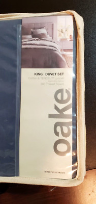 MSRP$240 Oake  Cotton Tencel 3-Pc Duvet Set King Size Navy