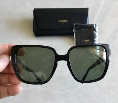 $495 Authentic Celine Paris Butterfly Oversized Black Sunglasses / Leather case