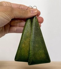 Boho Triangle Dangle Earrings, Wooden Statement Earrings, Lightweight Earrings