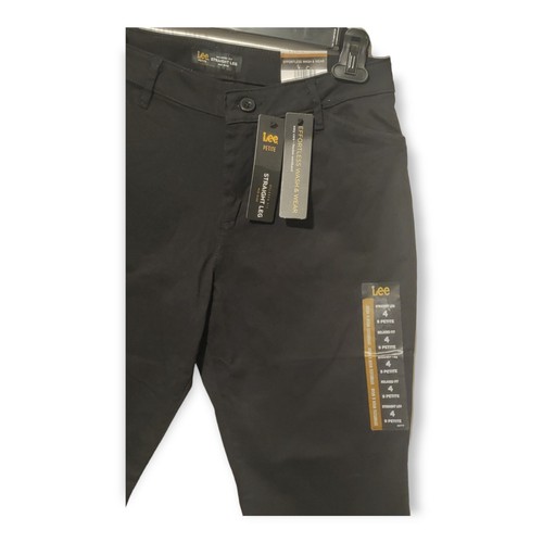 LEE khakis Women’s Size 4 Short Petite Straight Leg Relaxed Fit Flex Black - Picture 3 of 5
