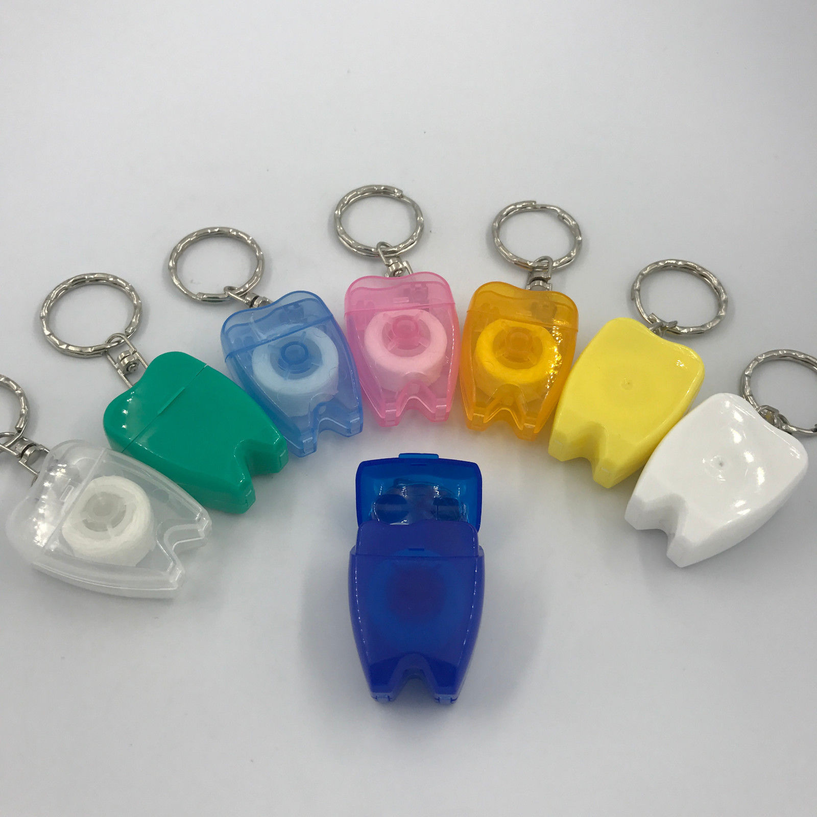 50 Pcs Portable Dental Floss Teeth Clean KeyRing Keychain 15M Random