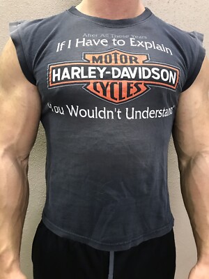 VINTAGE 1996 3D EMBLEM HARLEY DAVIDSON SHIRT Sleeveless large  Have To Explain 