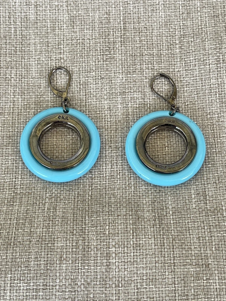 Novos brincos da KJL Gunmetal Crystals turquesa - Imagem 3 de 3